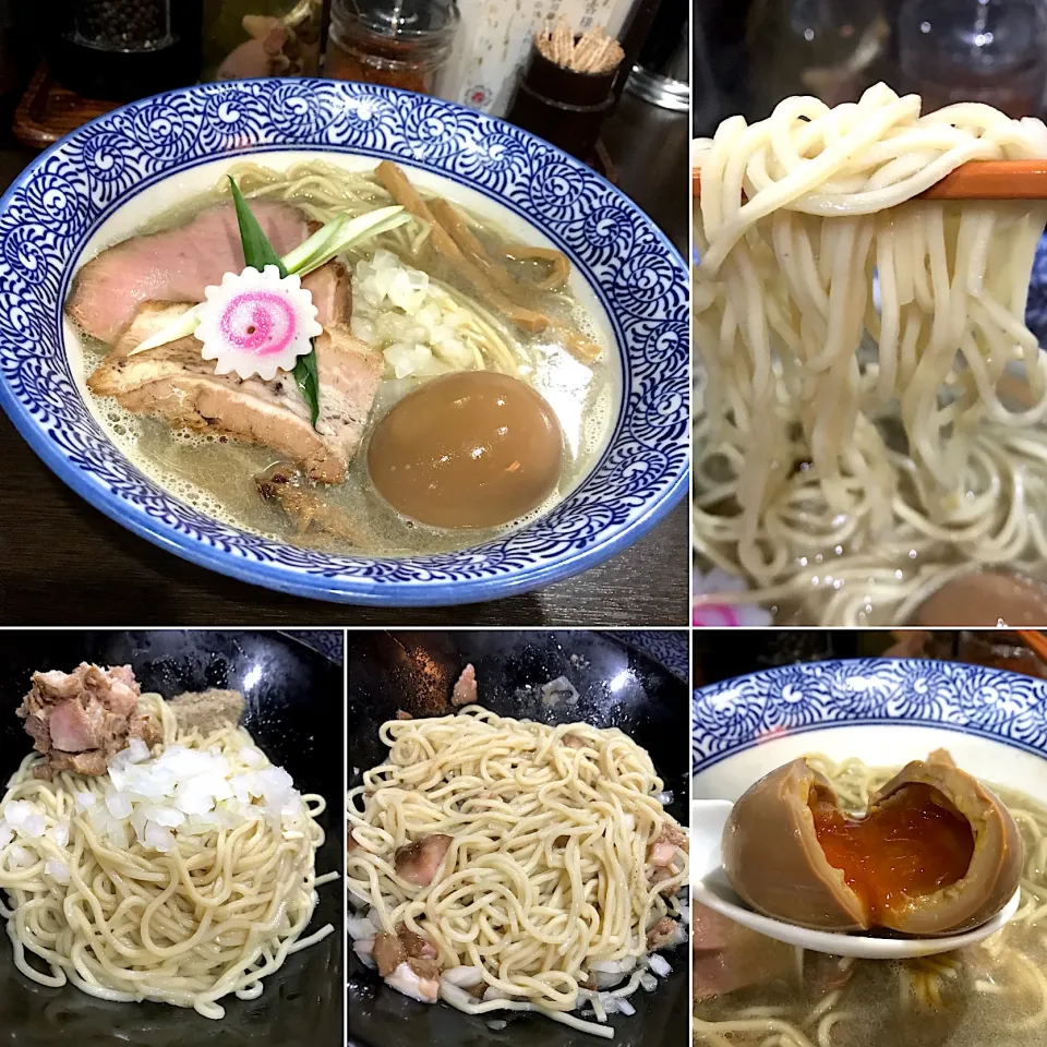 Snapdishの料理写真:味玉煮干しそば＋和え玉@いづる(大門)|塩豚骨さん