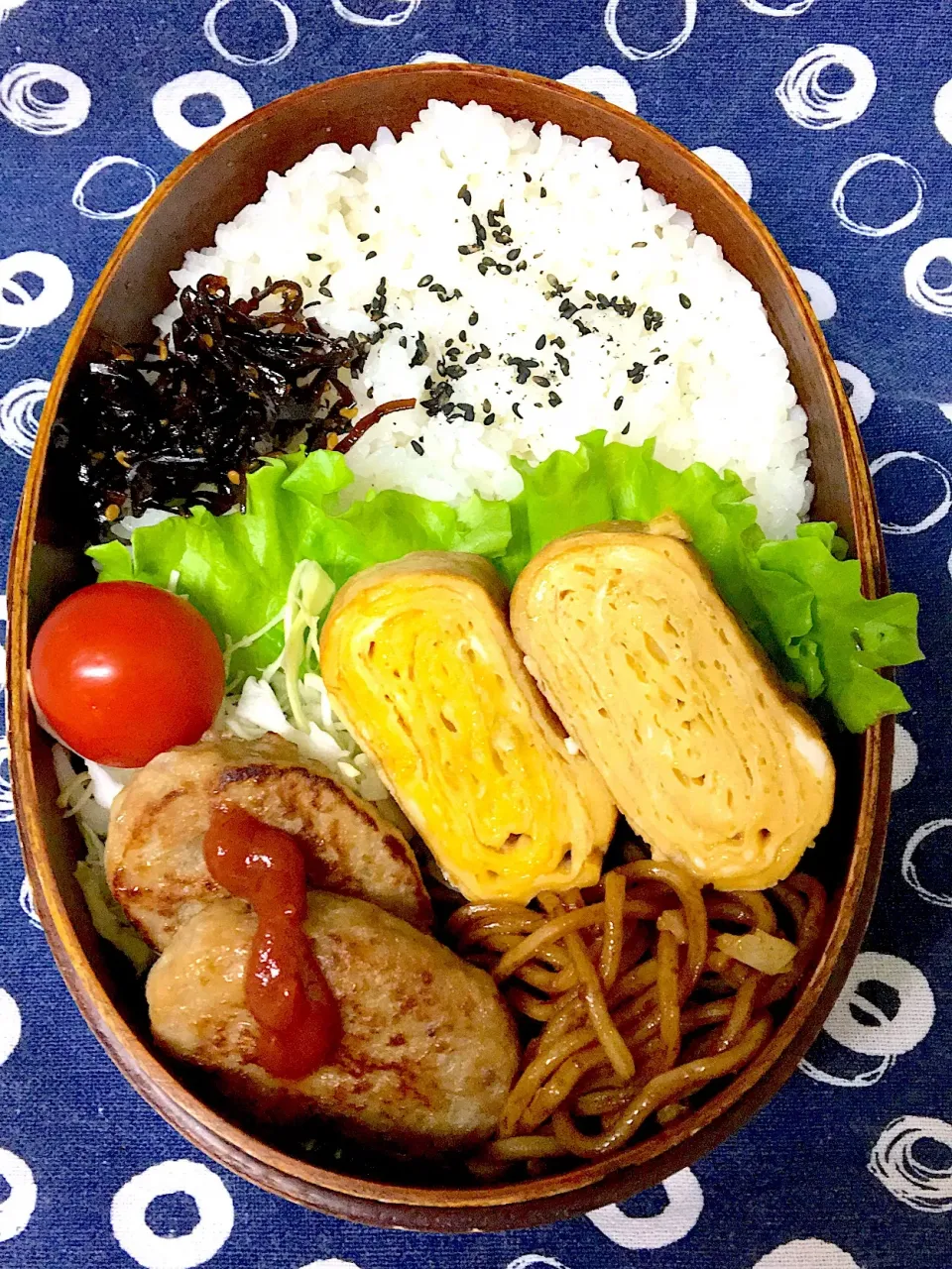 夫お弁当☆
 #たまごやき #ハンバーグ#焼きそば|かねしろ食堂さん