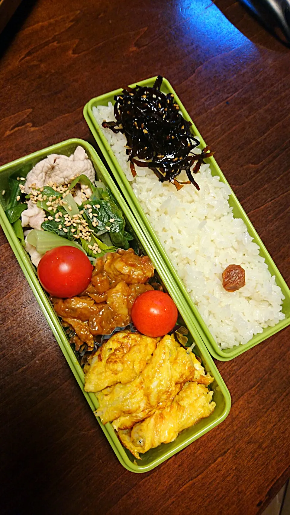 豚と小松菜の炊いたん弁当|りょーさん