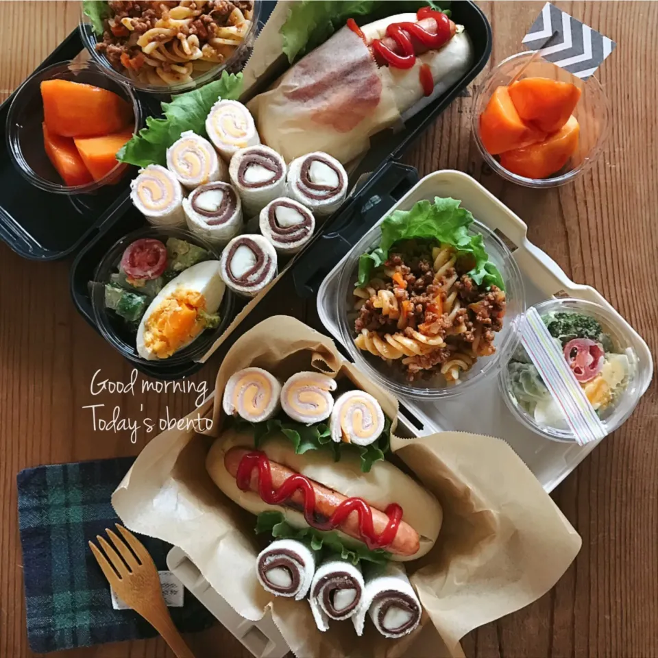 Snapdishの料理写真:ホットドッグクルクルサンド弁当|sroknnaokoさん