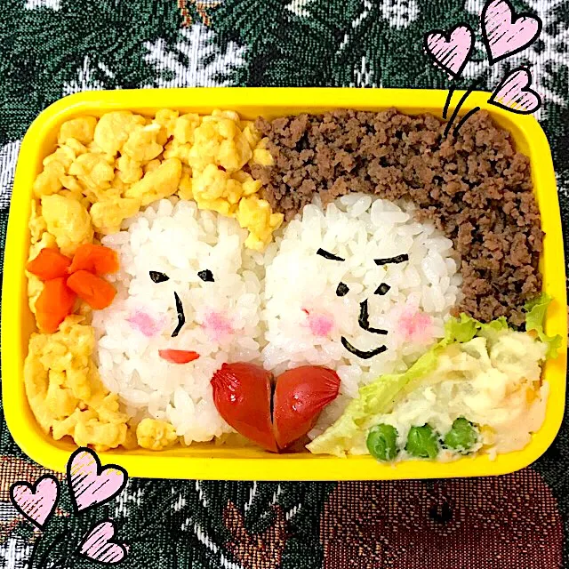 ラブラブかおべん。 #弁当  #かおべん  #顔弁 #|あゆみんさん