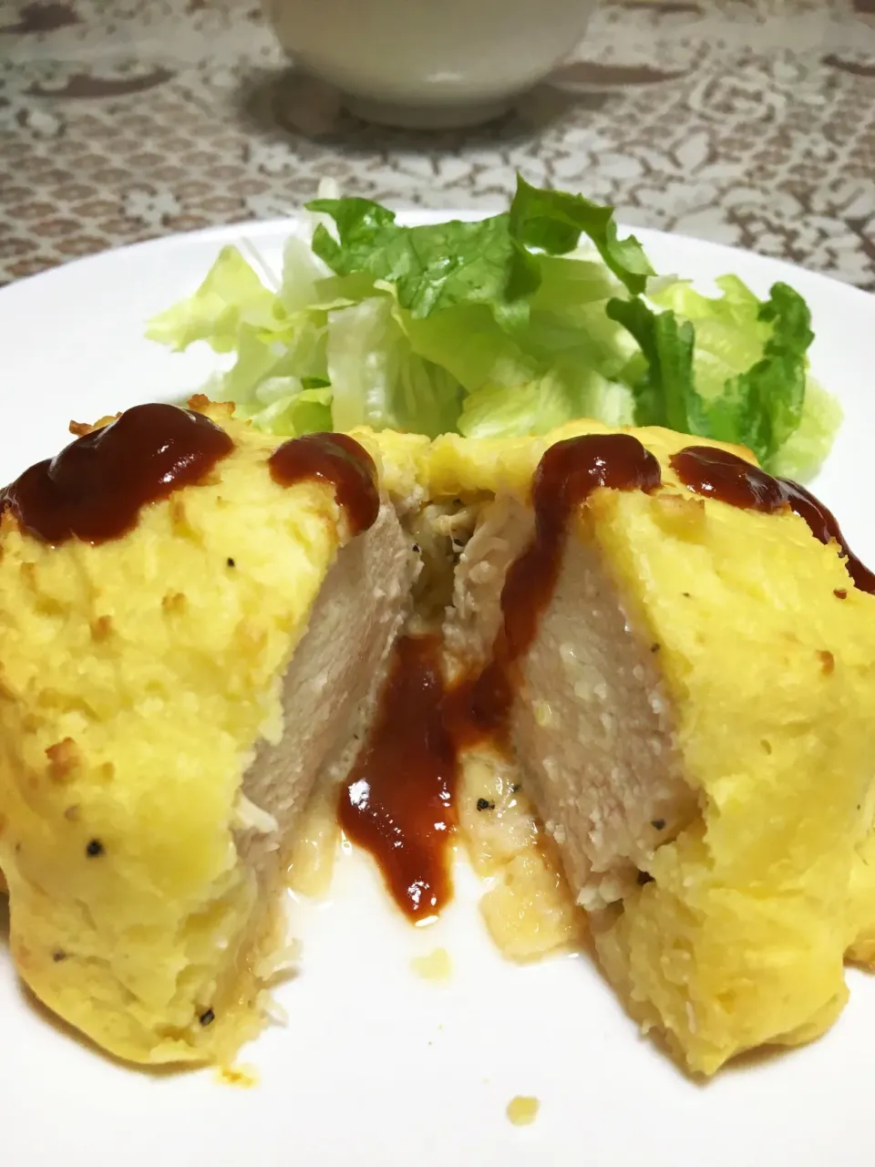 鶏胸肉をマッシュポテトで包んでオーブンで焼きました|ヨシヨシさん