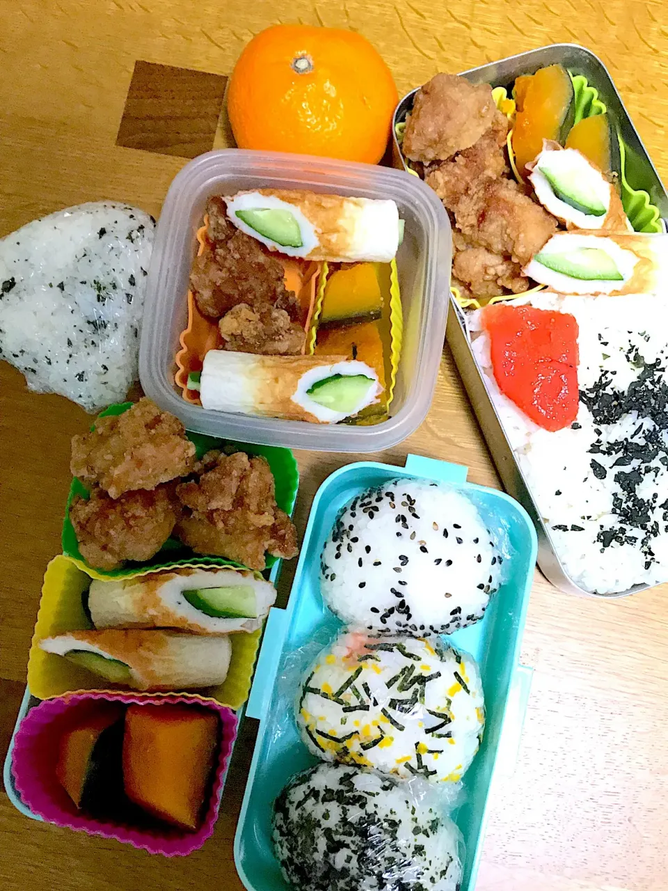 唐揚げ弁当。パパ仕事弁当、娘ミニバスママ応援弁当。|めぐりんさん