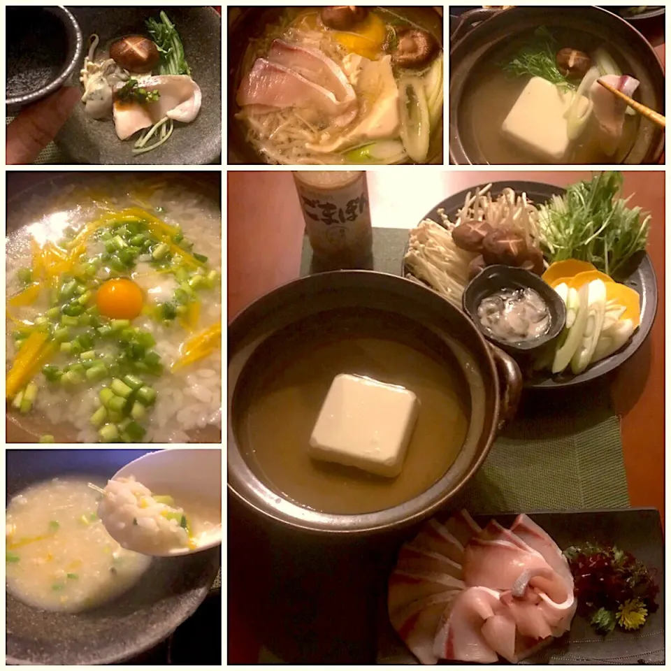 Shabu‐shabu Yellowtail&Oyster pot🍲牡蠣&鰤しゃぶ Let's finish it up w/Rice👉🍲ｽｰﾌﾟがわりのﾐﾆ鍋からのぉ〆は雑炊|🌈Ami🍻さん