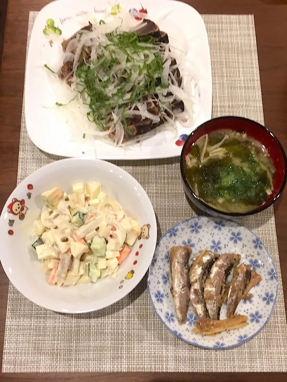 鰹のタタキ
根菜サラダ ワサビマヨ
鰯の梅煮|浜@ちゃんさん