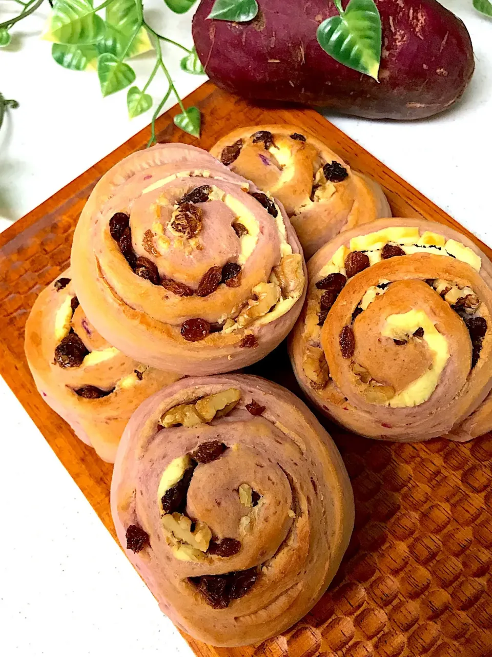 🍠紫芋とクリームチーズ
            レーズン くるみぱん🥖|春夏秋冬さん