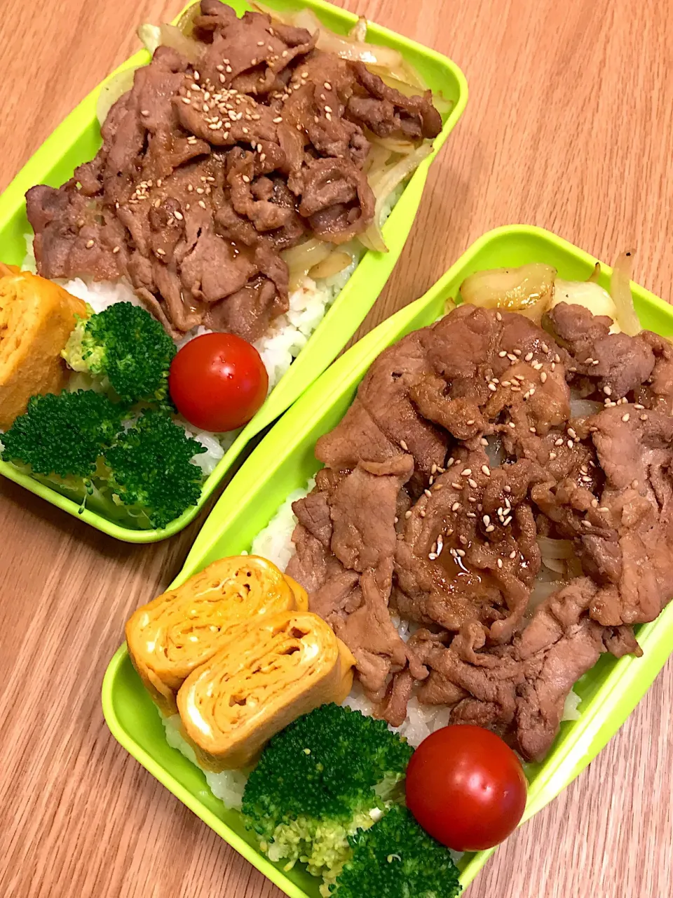 2017.12.19 中2＆高2男子生姜焼き弁当〜٩(ˊᗜˋ*)و♪
 #高2弁当  #中2弁当  #生姜焼き  #しょうが焼き弁当|mari-pさん