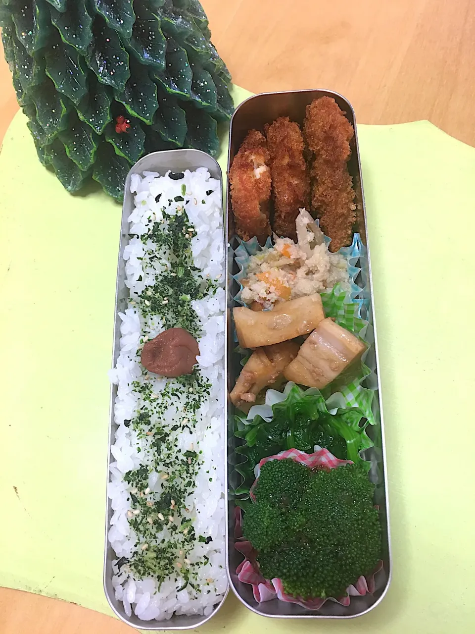 カレイフライ レンコン炒め煮 おから ほうれん草お浸し ブロッコリー🥦弁当。|Kumiko Kimuraさん