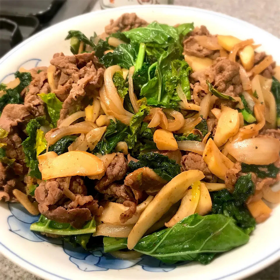 牛肉、ケール、エリンギの塩レモン炒め #beefandkalestirfry|Junya Tanakaさん