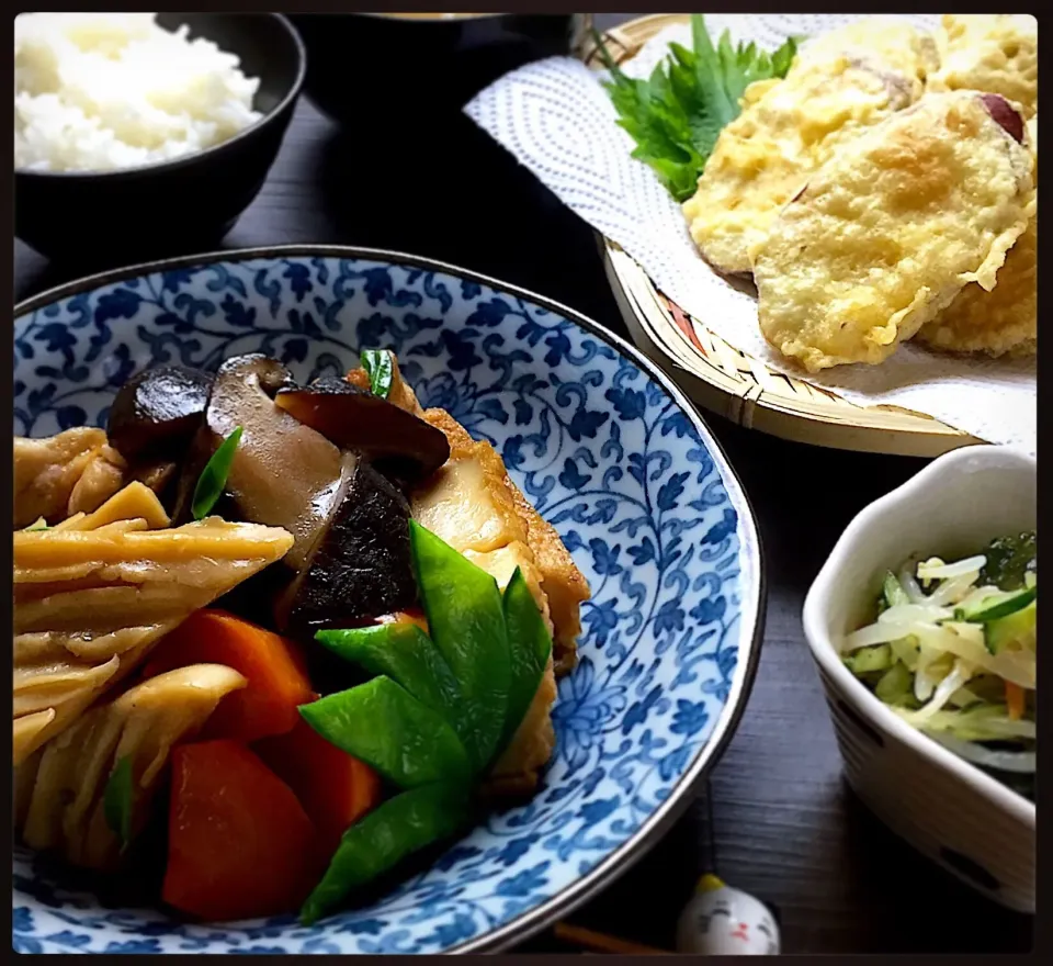 厚揚げと角麩の煮物
さつまいもの天ぷら|ともみ。さん