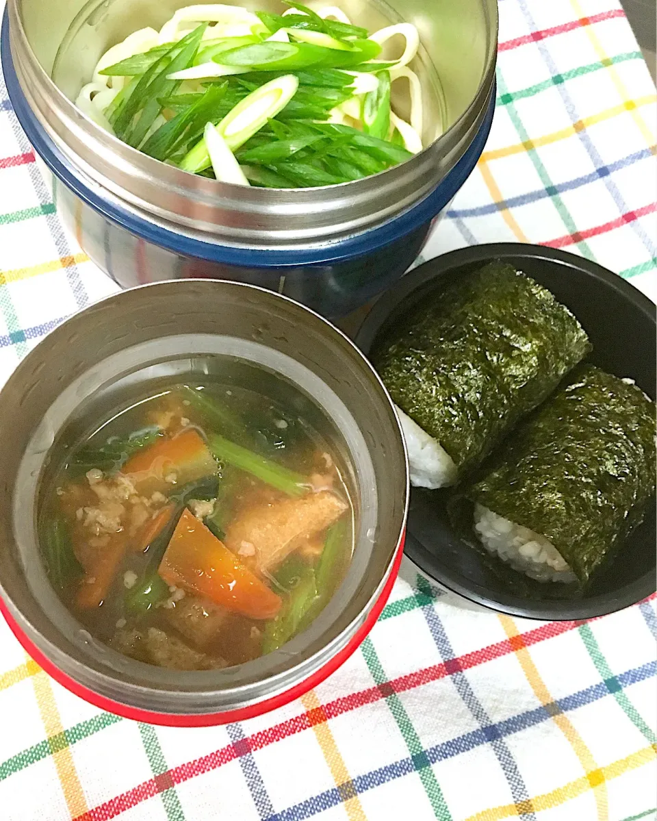 今日のパパ弁当は餡掛け野菜うどんとおにぎり💕|key♪さん