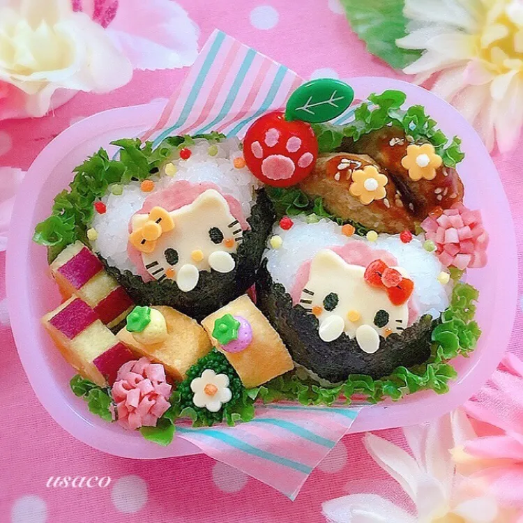 キティ＆ミミィのハートおにぎり弁当♡|usacoさん