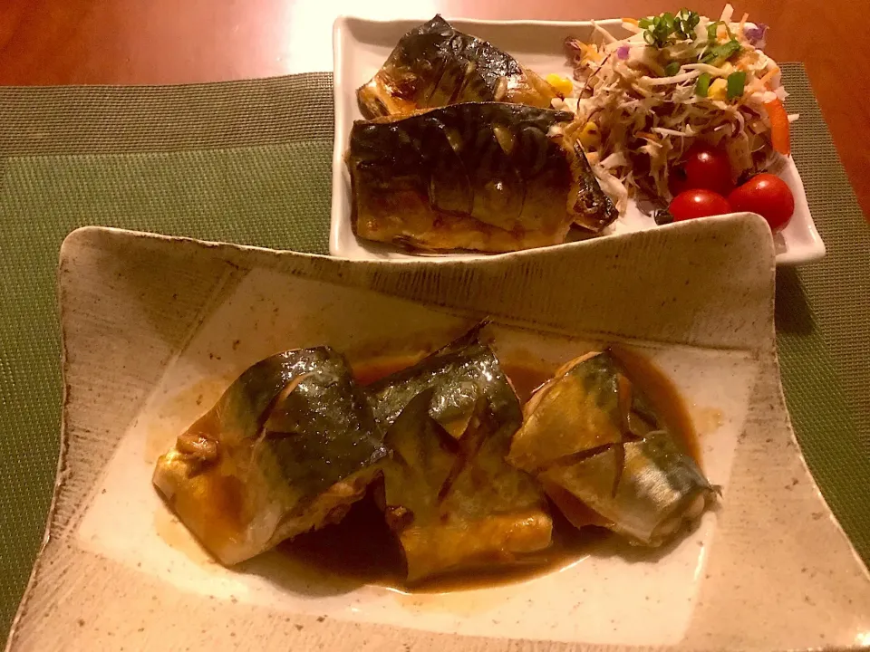 Mackerel simmered in miso&Salt Baked Mackerel🐟🐟鯖の味噌煮&鯖の塩焼き|🌈Ami🍻さん