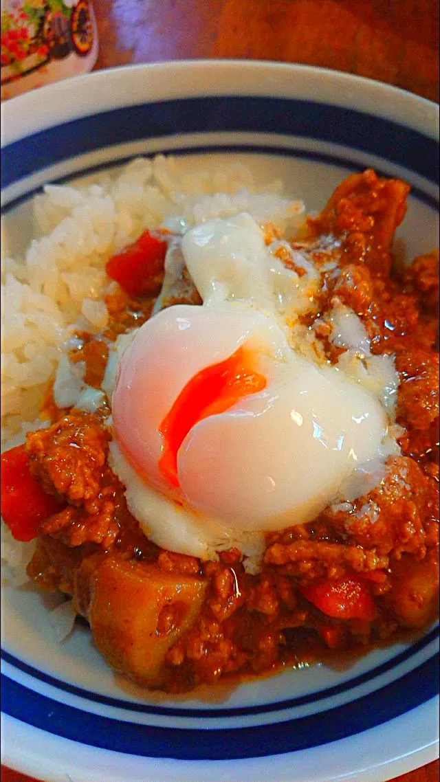 マッシュルームたっぷりのキーマカレー&温泉卵🍛|メイメイda.さん