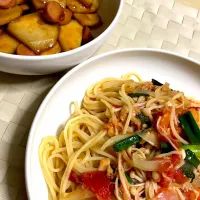 里芋のハチミツ醤油炒め⭐️トマトとツナのパスタ|NANAさん