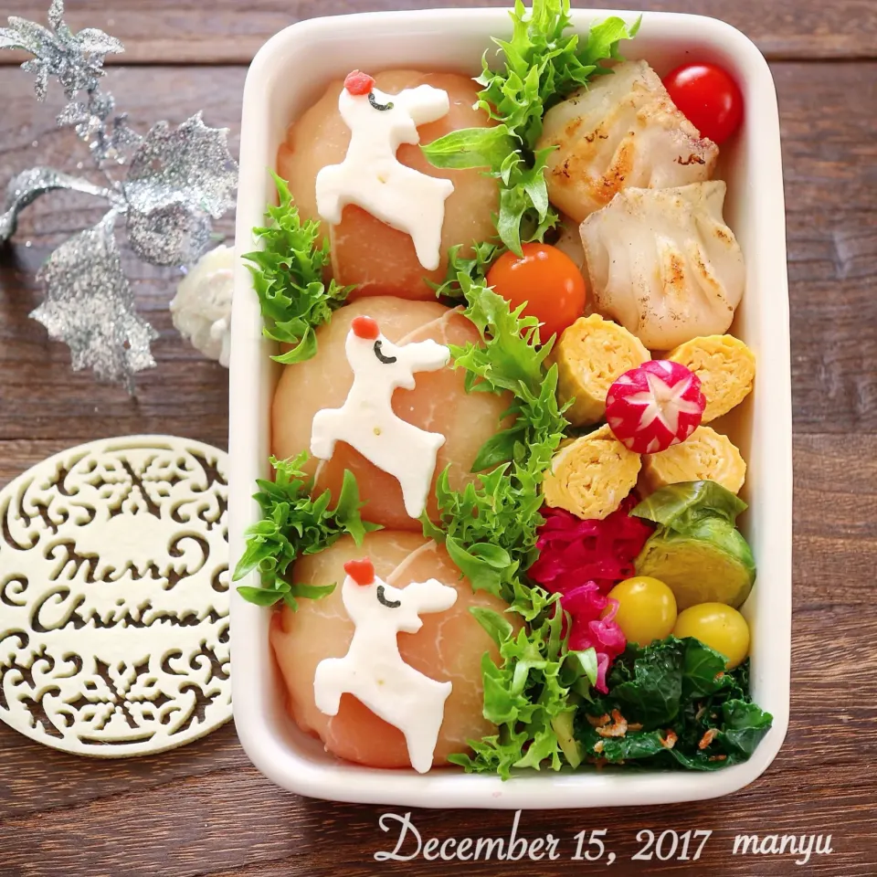 生ハムオイルおにぎりトナカイさん弁当🎄|まにゅ♡（@manyu79）さん