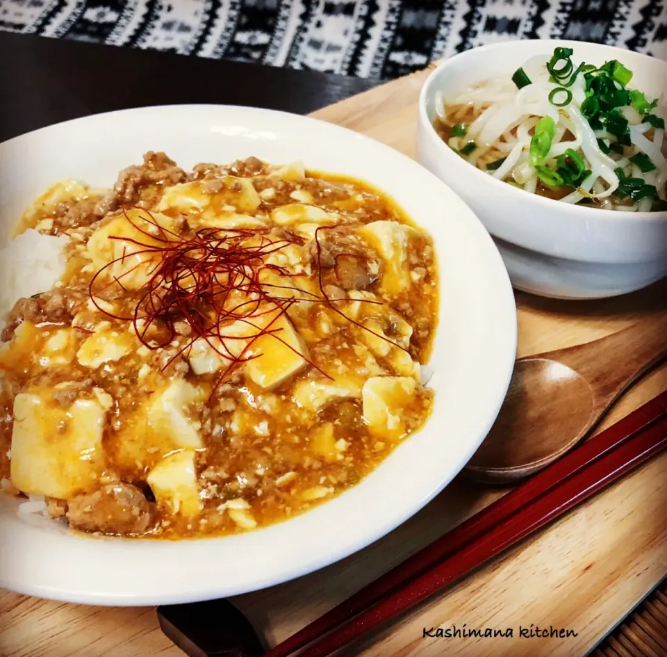 麻婆豆腐丼とミニ醤油ラーメン🍜|Kashimanakitchenさん