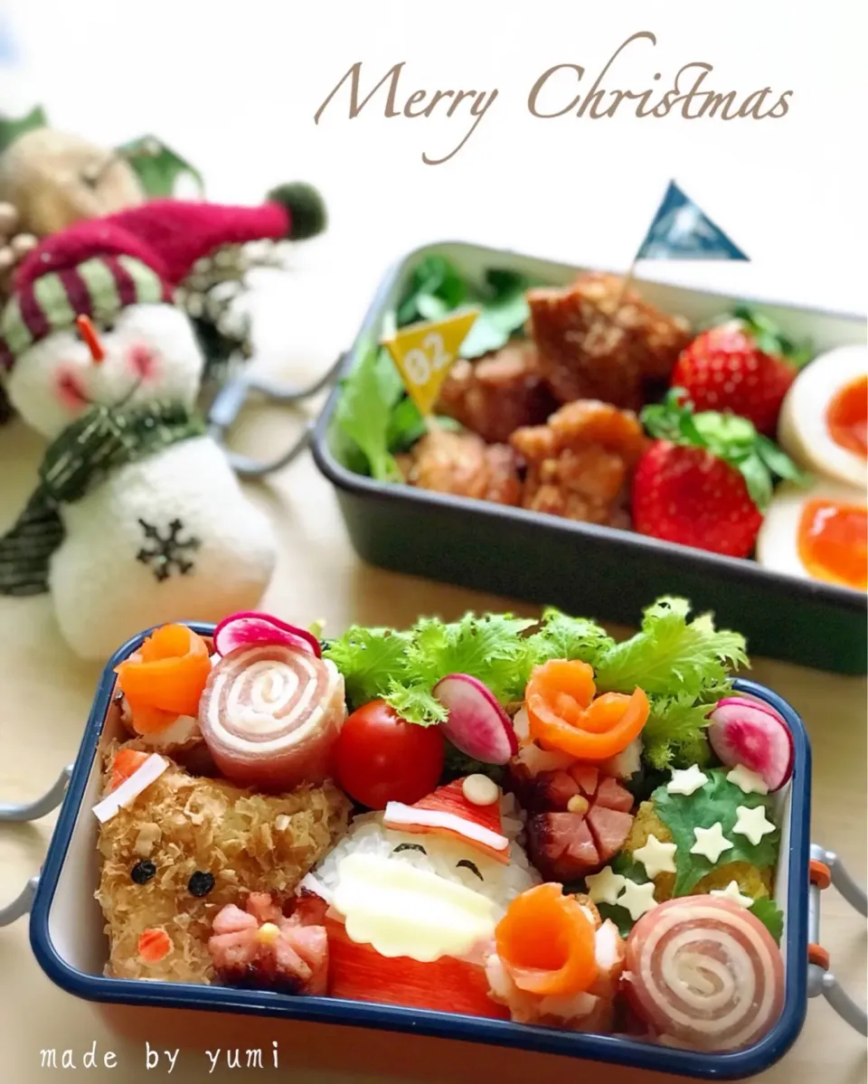 🎁サンタとトナカイとツリーのクリスマスおむすび弁当✨|yumiさん