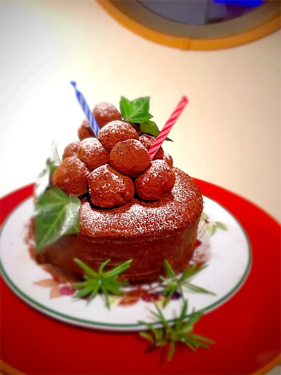 Snapdishの料理写真:豆腐ガナッシュクリームのダブルチョコレートケーキ MerryX'mas ＆ Happy birthday|まーぶるさん