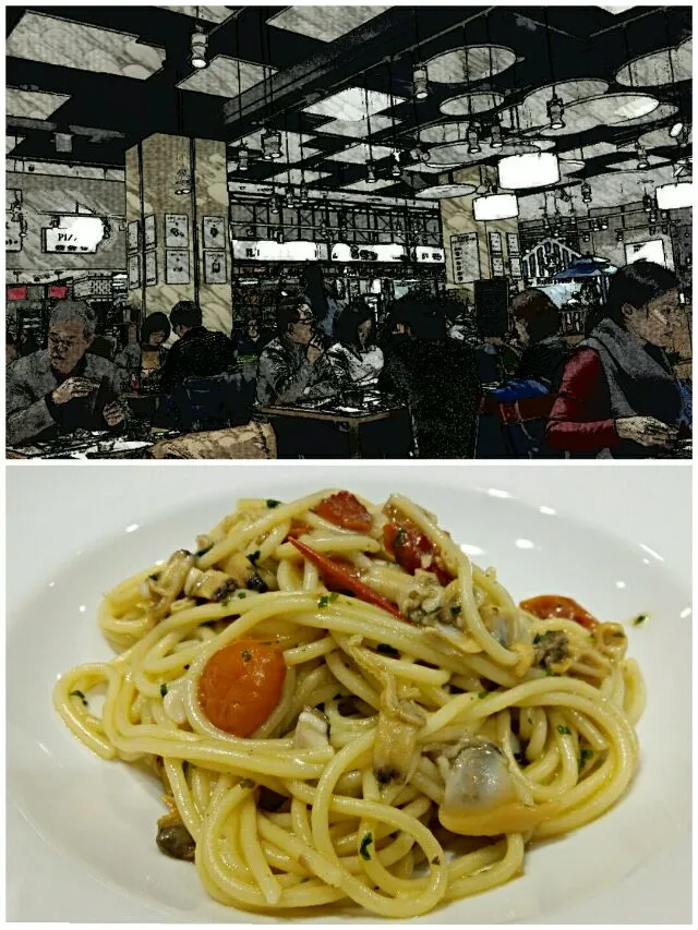 spaghetti with scallops and shrimp @ Eataly|steven z.y.さん