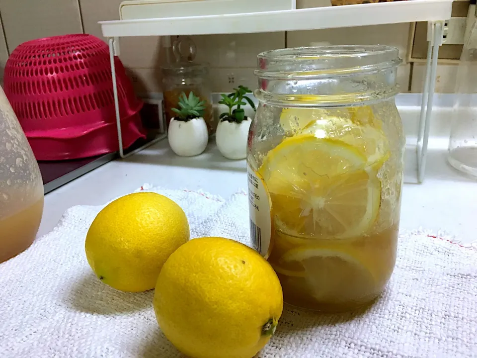 無農薬レモンで蜂蜜漬け🍯🍋|くっきいさん