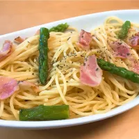 アスパラとベーコンのパスタ|みなまる◎さん