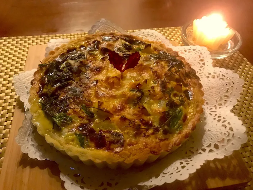 Tama's Quiche of vegetables🍳tamaちゃんのｷｯｼｭ(玉ねぎ･ﾊﾟﾌﾟﾘｶ･ﾊﾟﾌﾟﾘｶ&ほうれん草)|🌈Ami🍻さん