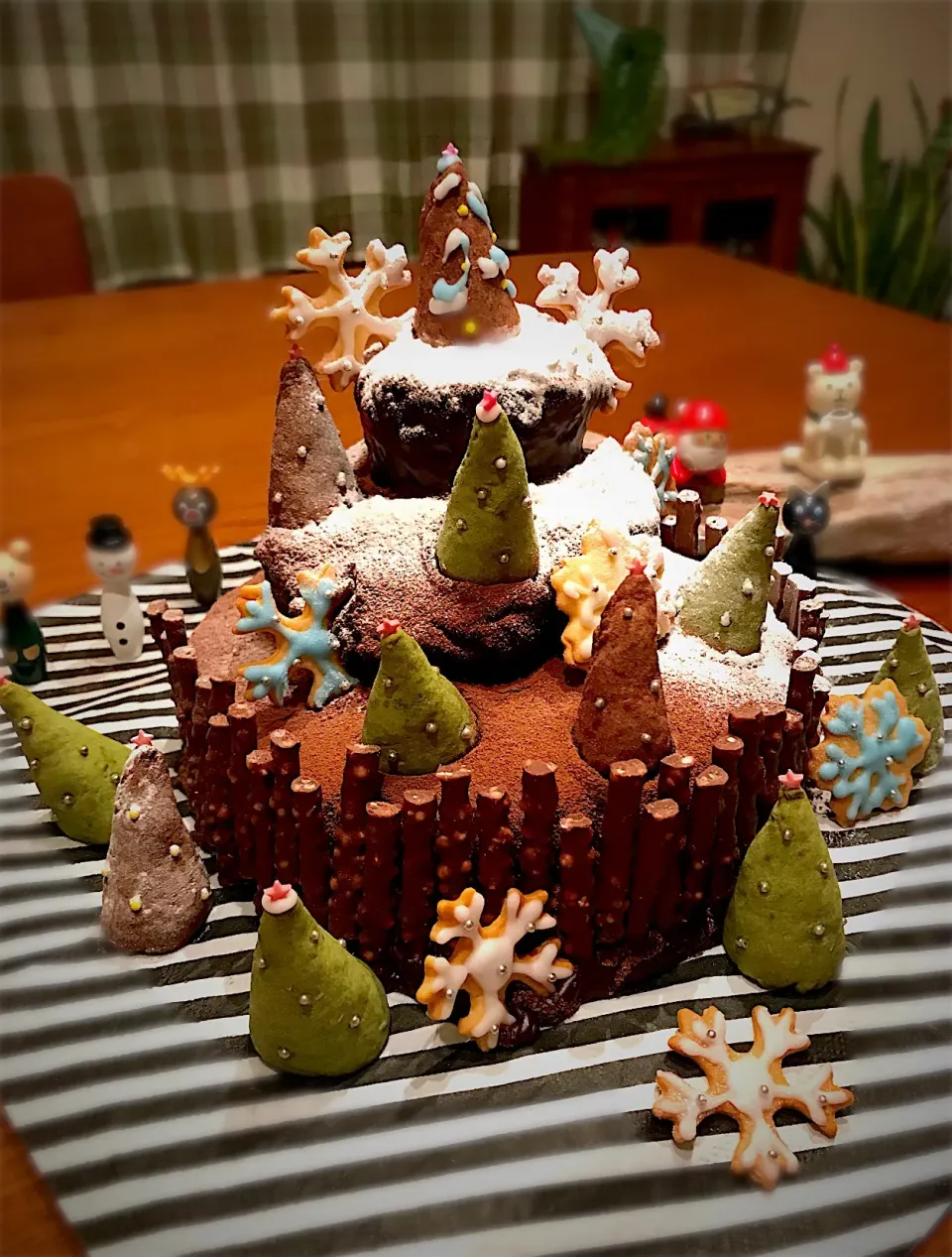 #クリスマスケーキ #手作りクリスマスケーキ #チョコレートケーキ #山⛰がテーマ|呑兵衛料理家 おねこさん