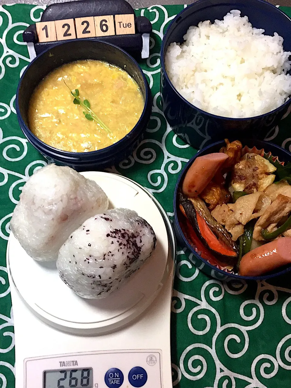 12月26日の中1野球部のお弁当♪と補食おにぎり268g|ごっちさん