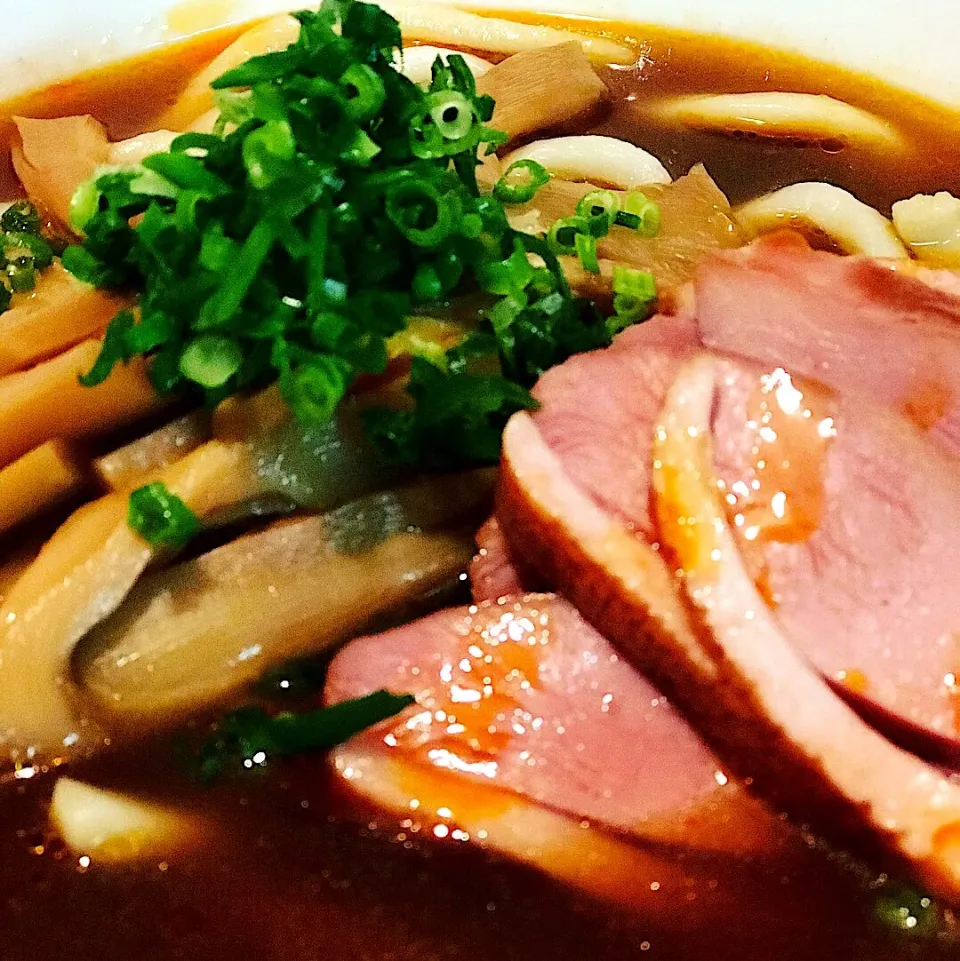 Winter Warmer. Udon Noodles in Spicy Duck Broth Soup. With Sliced Smoked Duck Breast & Menma  used the rest of the Duck to make the soup tasty and Spicy|Emanuel Hayashiさん