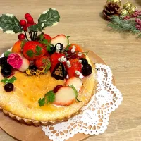 クリスマスケーキ #クリスマスケーキ  #christmas  #christmascake  #christmas2017  #bakedcheesecake #ベイクドチーズタルト #decoration #デコレーション|amibuutaさん