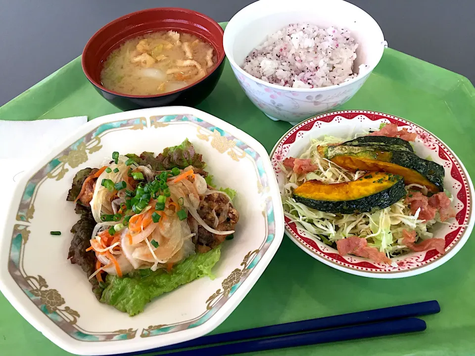 あじの南蛮漬け、カボチャとベーコンのサラダ、ゆかりご飯|Tadahiko Watanabeさん