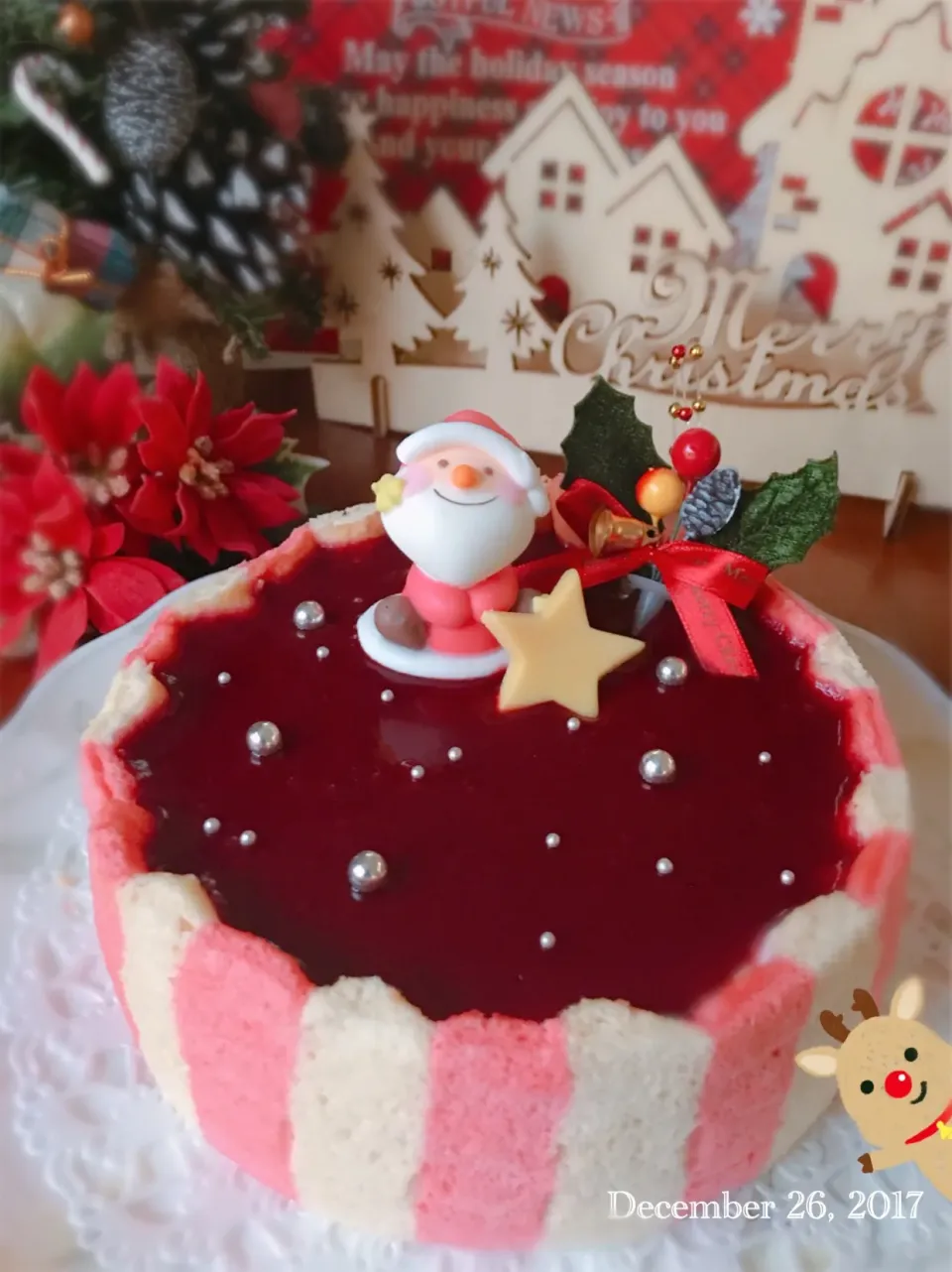 クリスマスケーキ🎄✨ ホワイトチョコとラズベリーのムースケーキ💕|ばろんさん