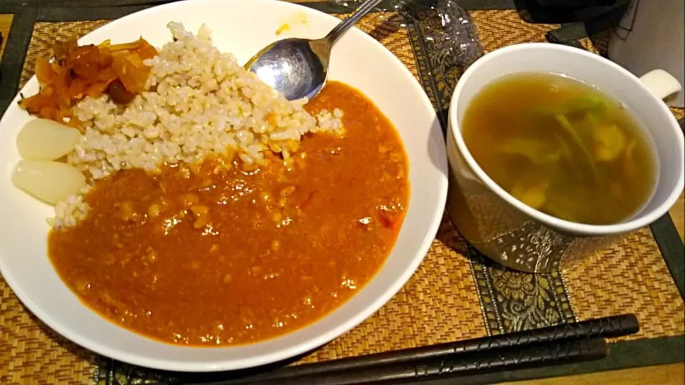 ＆キャベツと舞茸のスープキーマカレー|まぐろさん