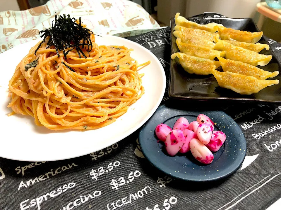 焼き餃子  しそ鰹にんにく  明太子パスタ|石川洋子さん