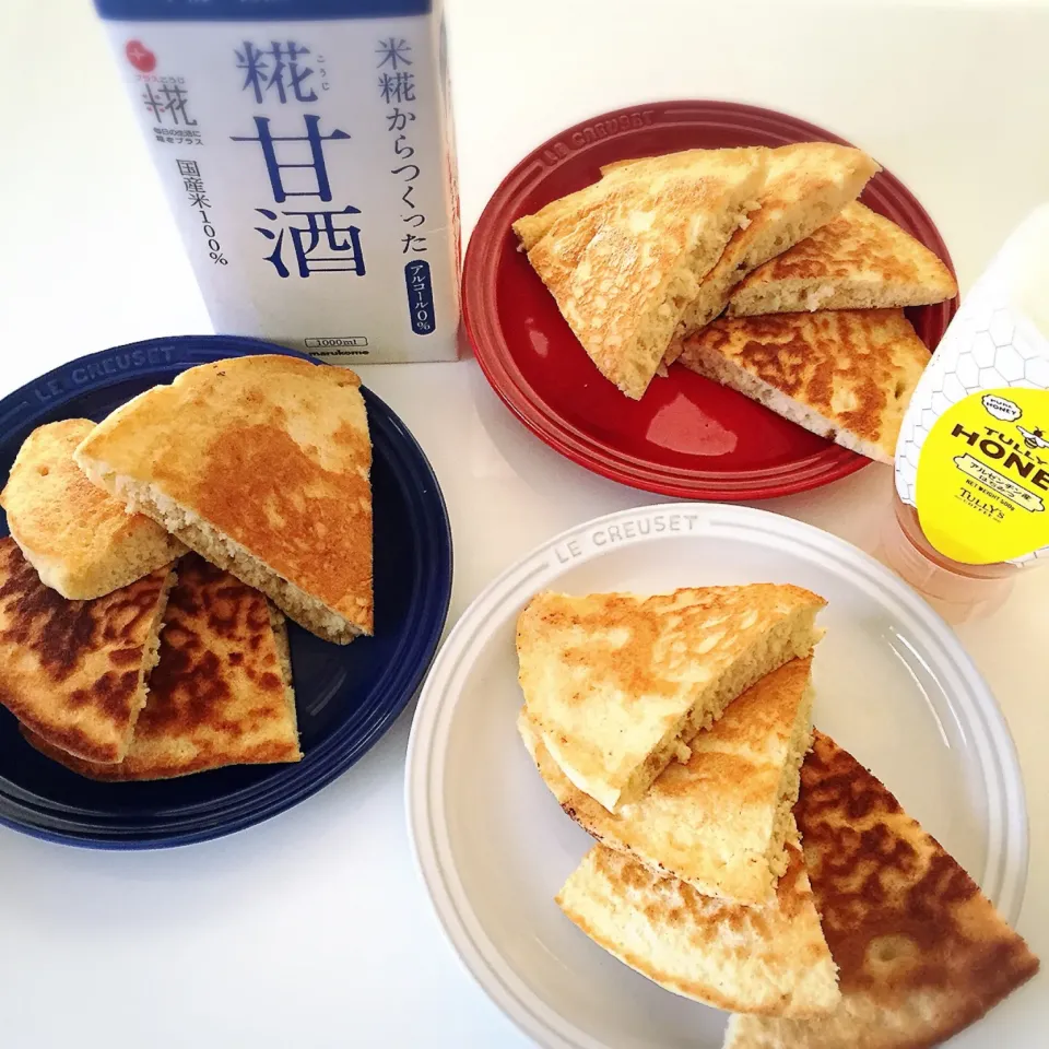 #グルテンフリー  #米粉パンケーキ に #甘酒 をミックスして焼き焼き🥞|nokorinさん