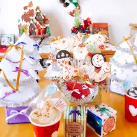 クリスマスのケーキの代わりに、テーブルをずーっと飾ったクッキーポップス|プチマカロンさん