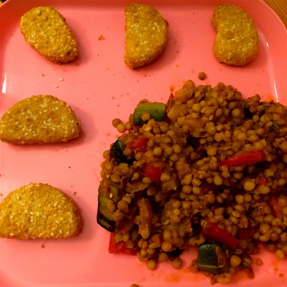 Vegetarian nuggets with lentils and vegetables 🍆😋🌱|MissYumYumさん