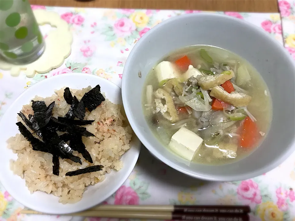 ズワイガニご飯、豚汁|Megurianさん