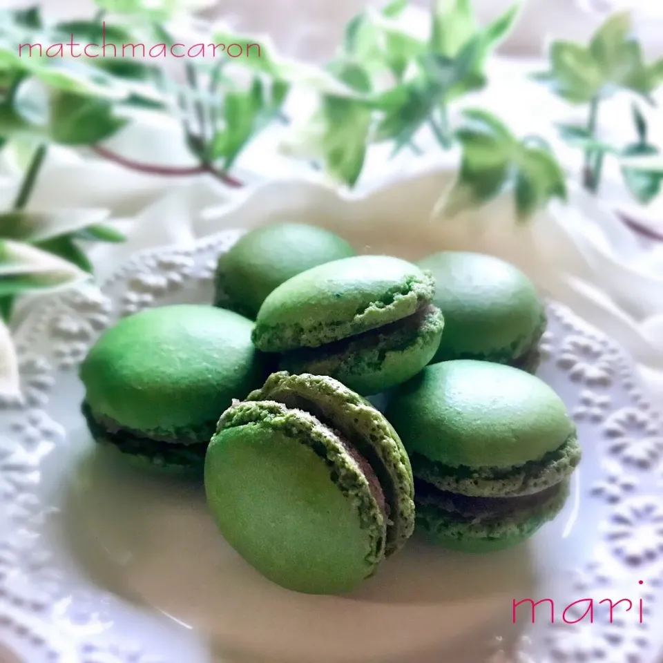 抹茶マカロン💚  #手作りスイーツ #手作りお菓子  #マカロン #抹茶マカロン  #おうちカフェ|まーり（@mariyuiren）さん