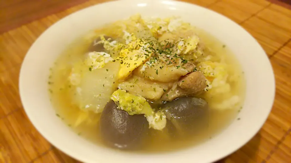 鶏肉&白菜の卵ｽｰﾌﾟ～
のお夜食✨|kaz(*･ω･)さん