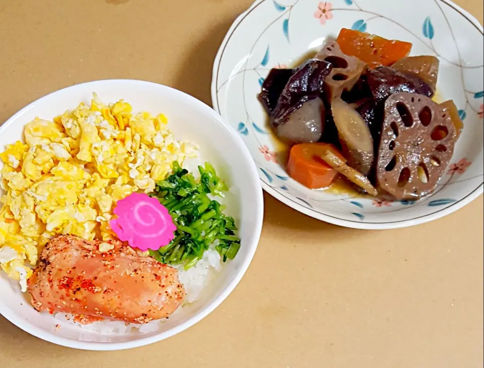 お節の残りと明太子と卵そぼろ丼|ナナさん