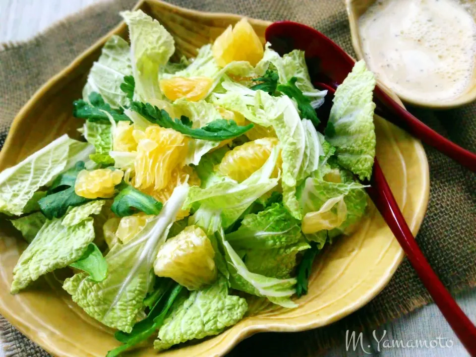 桜央里ちゃんの白菜とグレープフルーツのサラダ🥗✨を八朔にて🍊|真希さん