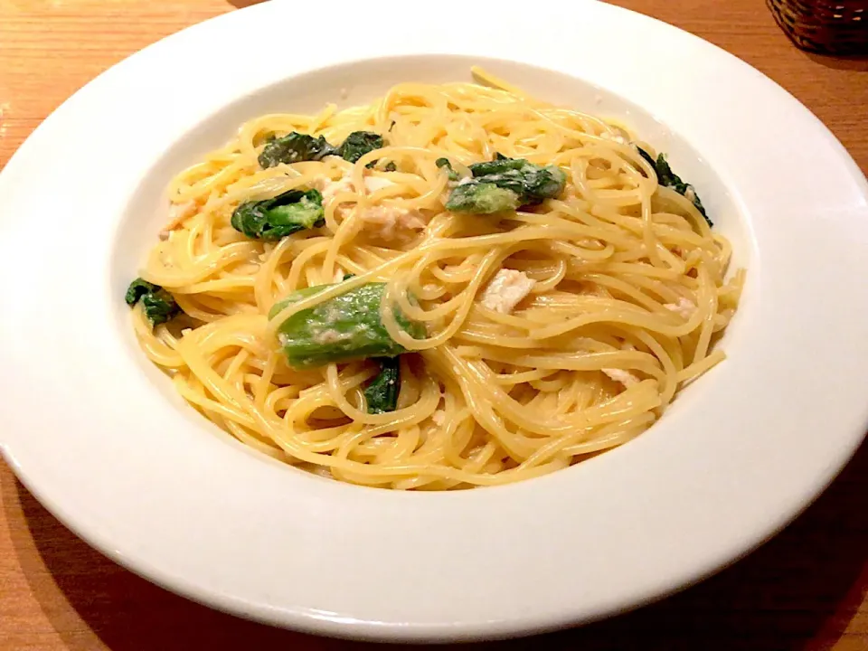 蒸し鶏とほうれん草の明太クリームソースを頂きました。|momongatomoさん