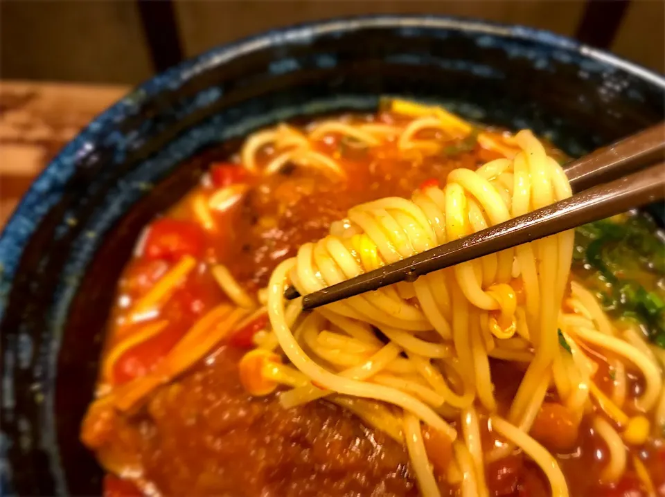 メンチカツのせ トマト出汁カレー温めん5|半田手延べそうめんの店 阿波や壱兆さん