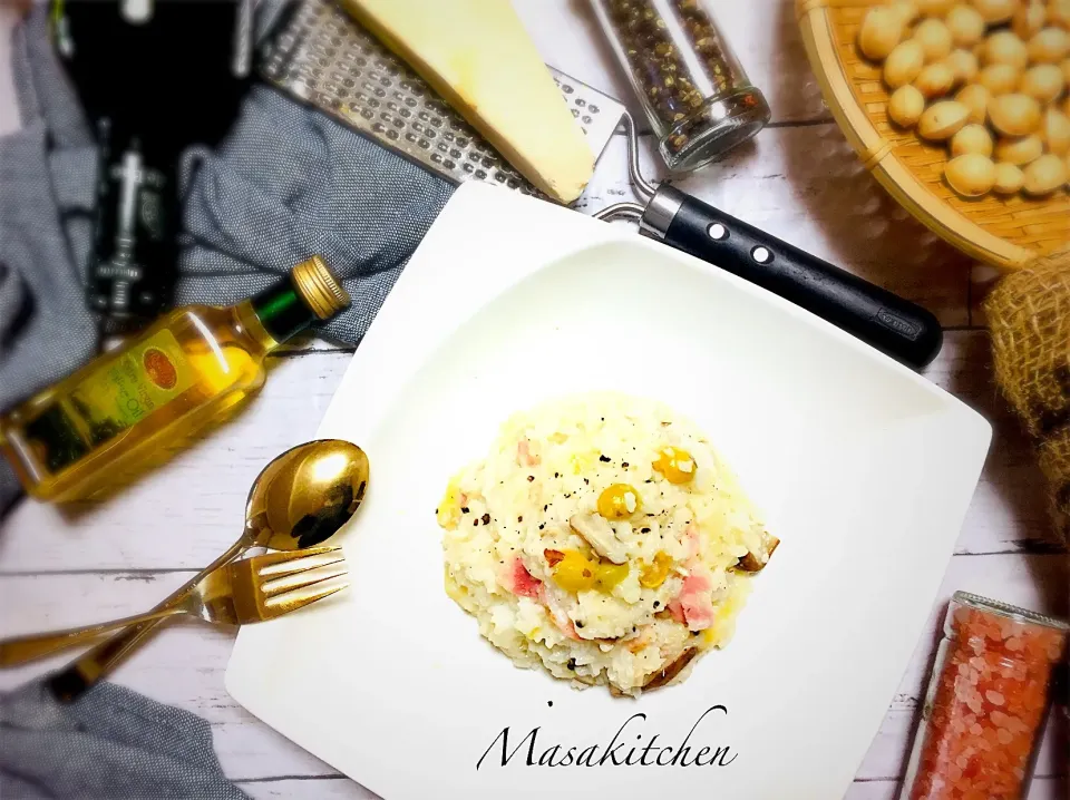 Ginkgo,musurooms and bacon risotto|Masakiさん