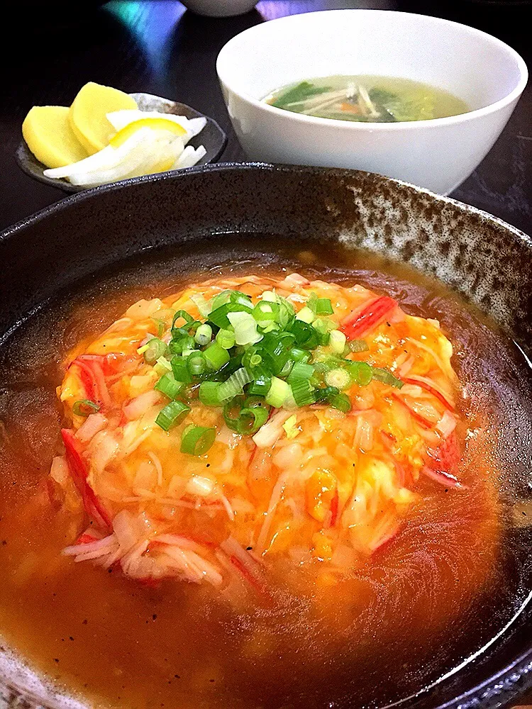 ⭐️天津飯
⭐️白菜とエノキのスープ
⭐️柚子大根&たくあん|よっちぃさん