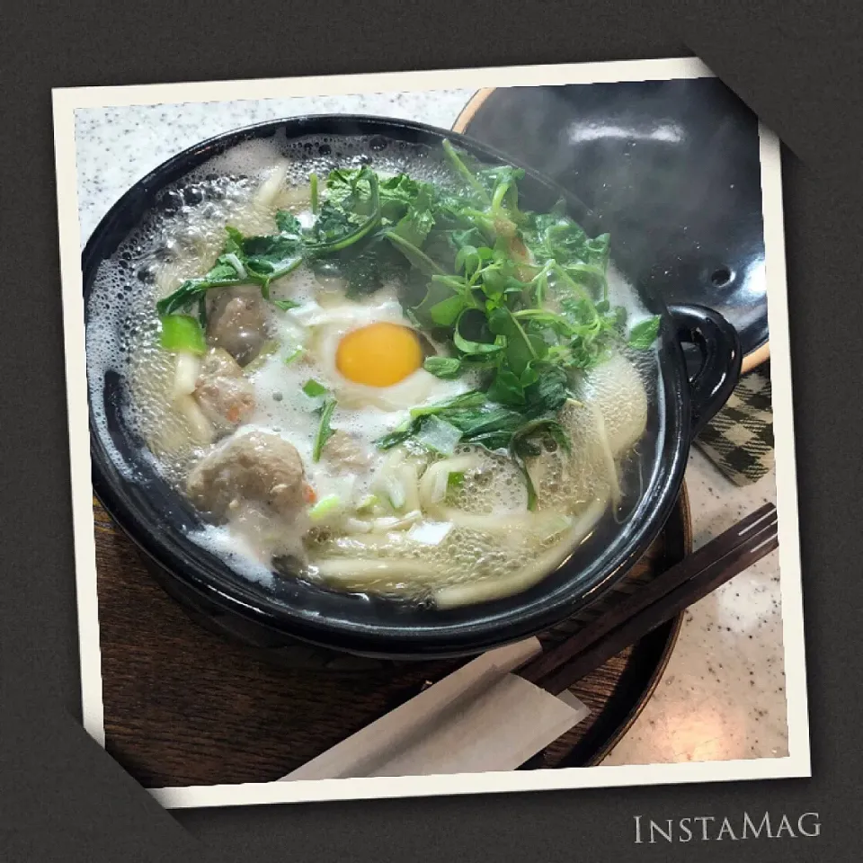 鶏つみれと七草の鍋焼きうどん|アズフラさん