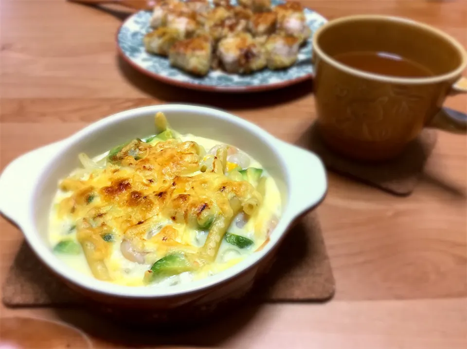 熟してないアボカド🥑を使ってエビグラタン🍤|めまるさん