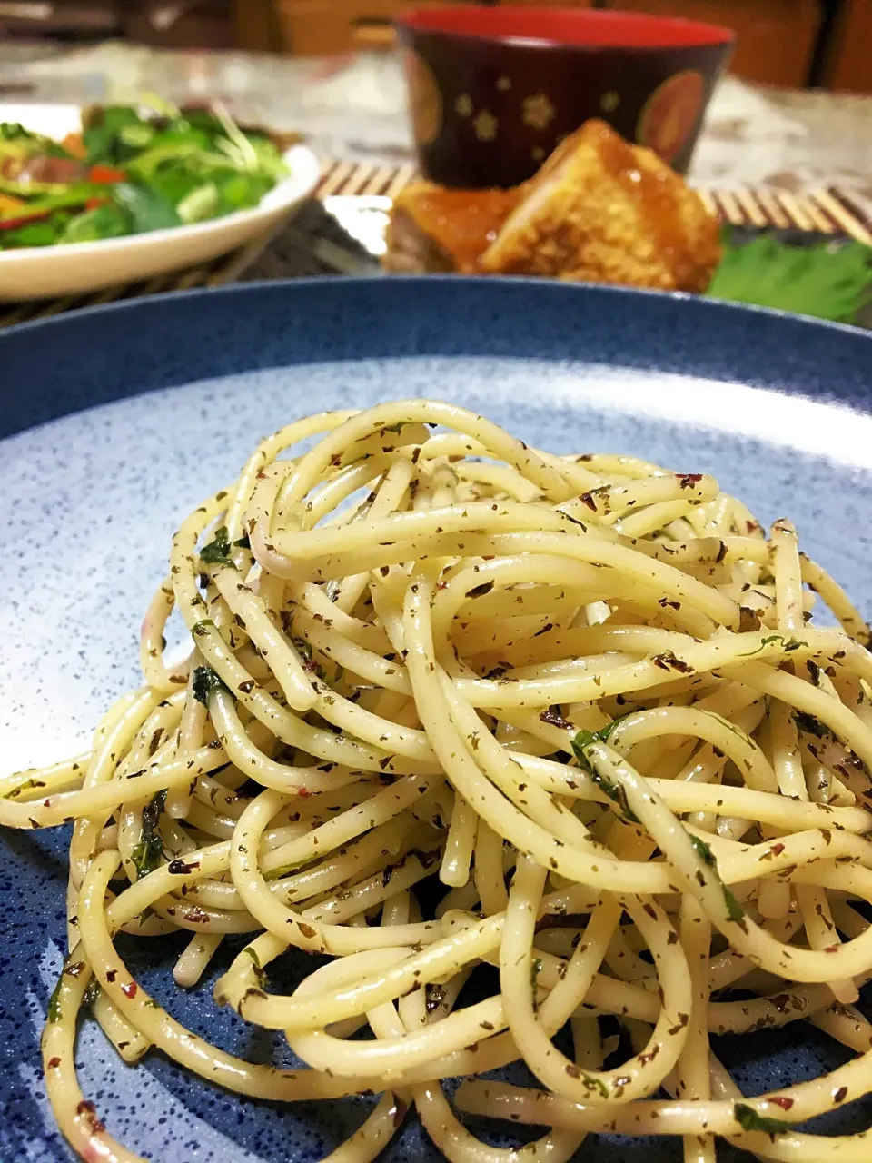 ゆかりとたくあんのスパゲティ|ヨシヨシさん